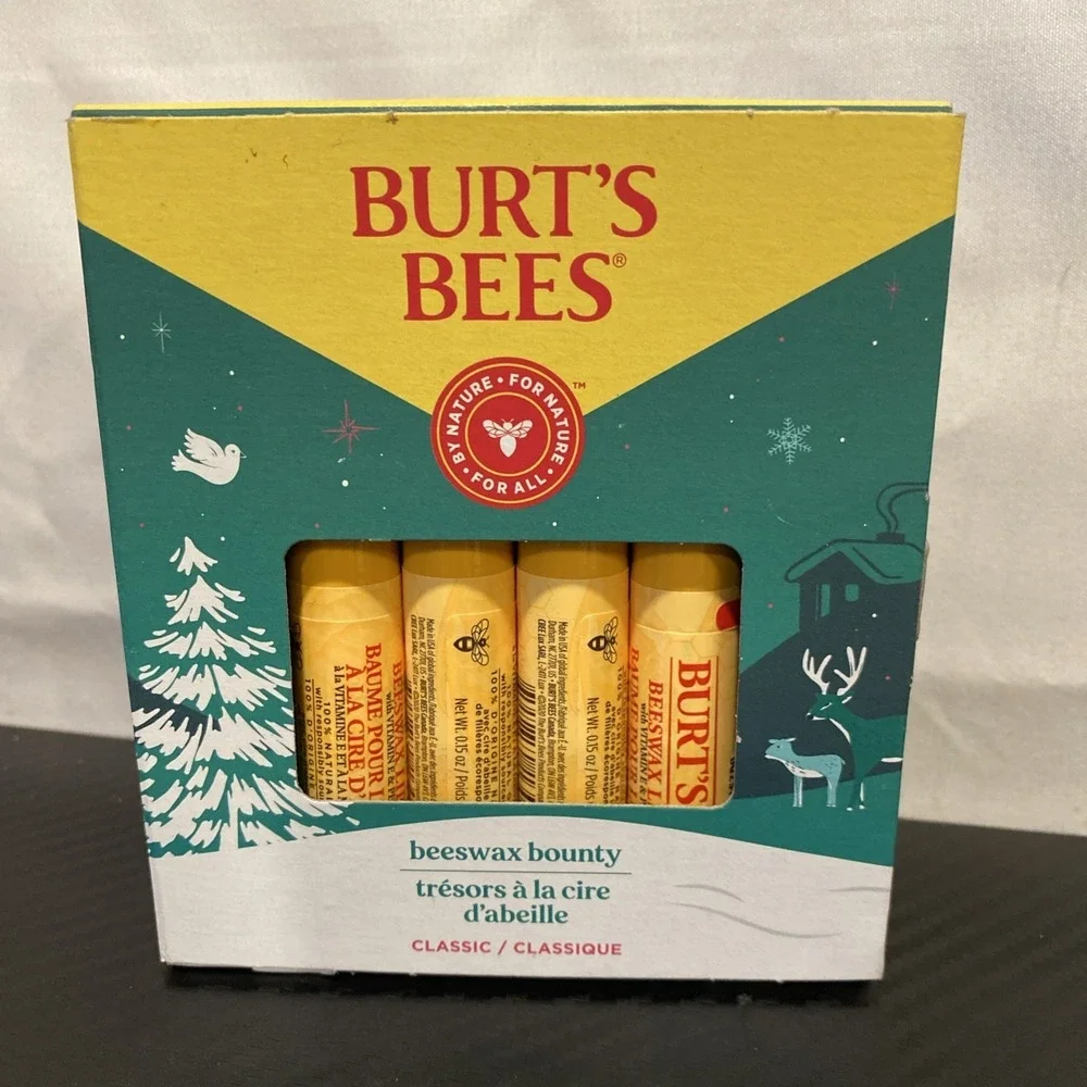 Burt's Bees Lip Balm Beeswax Bounty Classic Moisturizing Chapstick 4-Pack 0.15oz